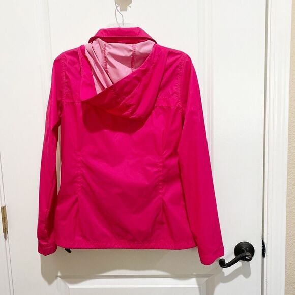 Columbia Jacket Windbreaker Full Zip Stowaway Hood Lightweight Pink Size Small - Picture 3 of 14
